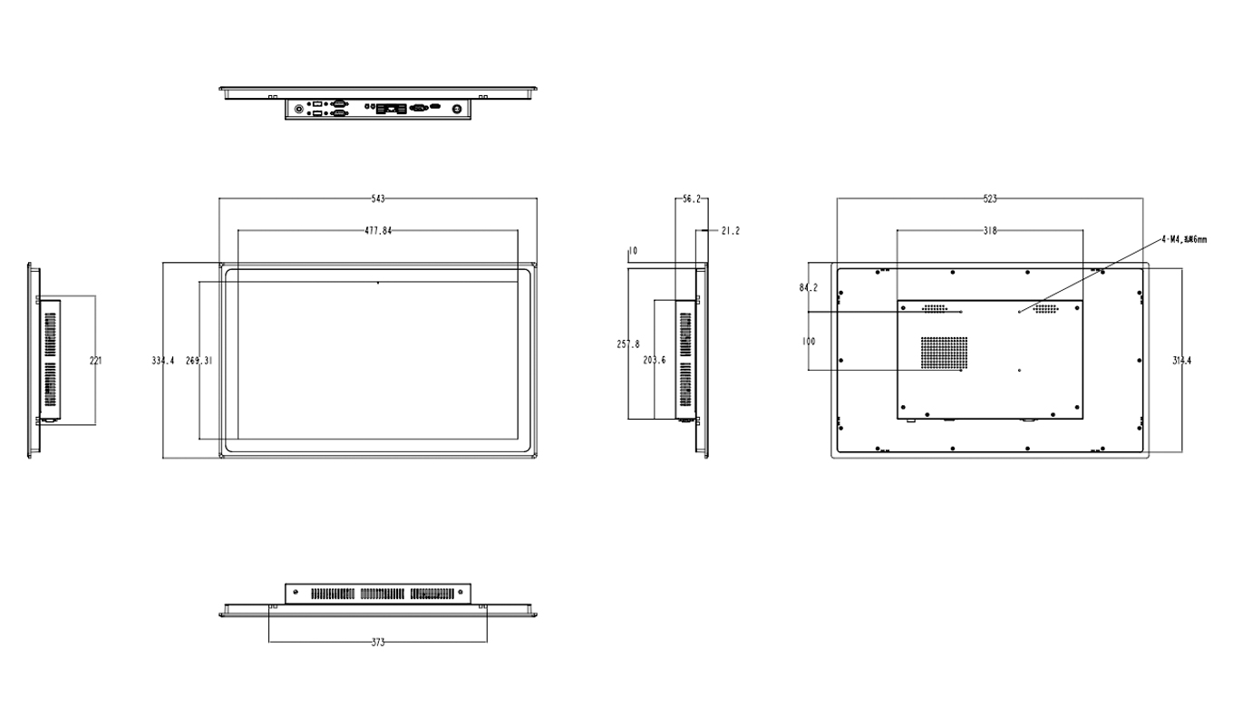 Dimension of 21.5 Inch All In One Economy Touch Panel PC